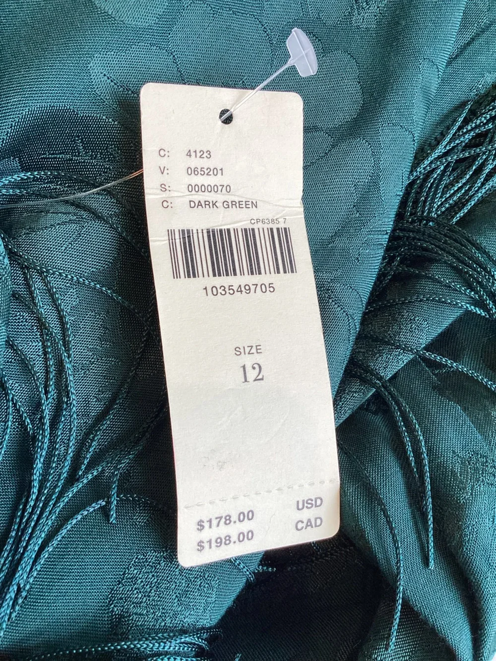 Anthropologie Patterned Fringe Trouser Pants New 12 Dark Green Teal Jacquard - Picture 14 of 16